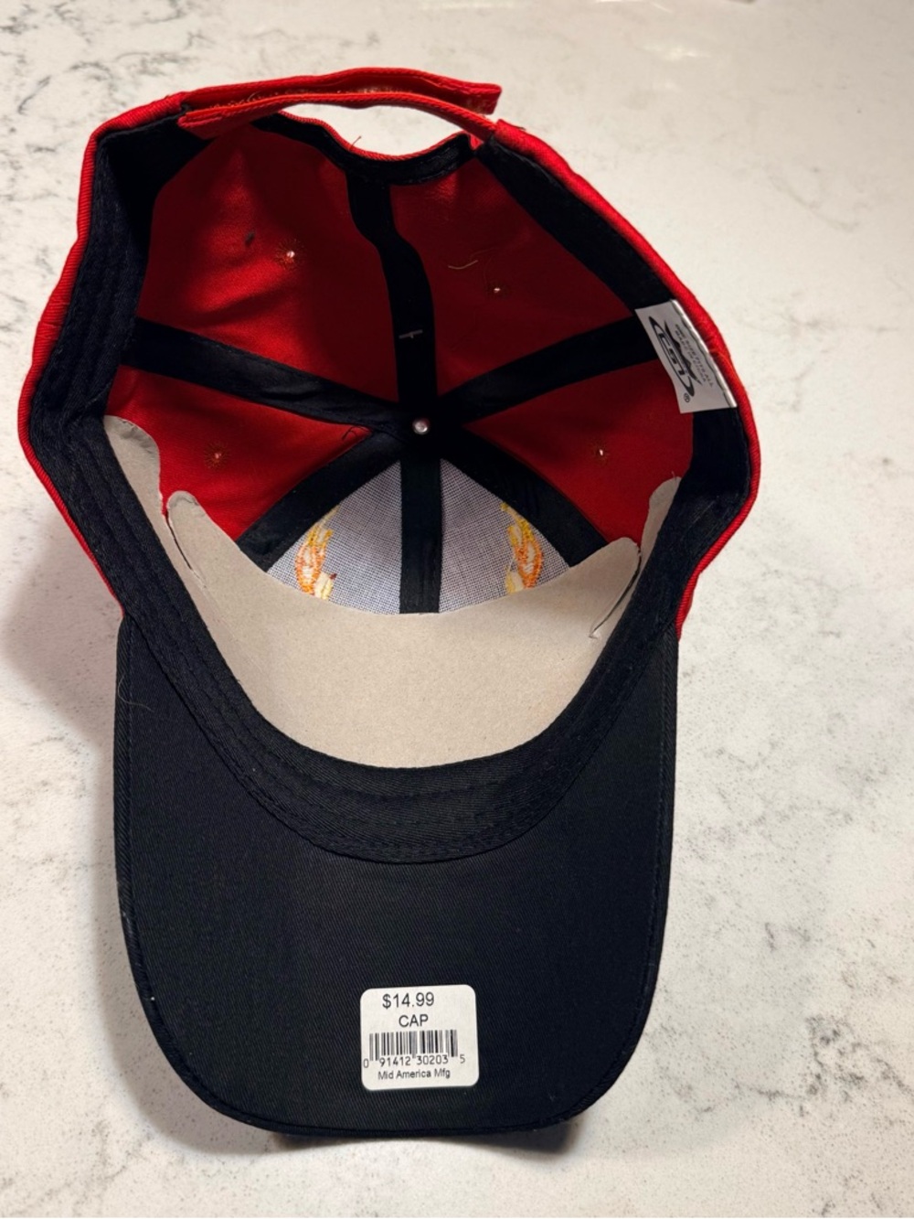 NWT-United States Marines Officially Licensed Flame Emblem Hat Black/Red - Picture 6 of 9